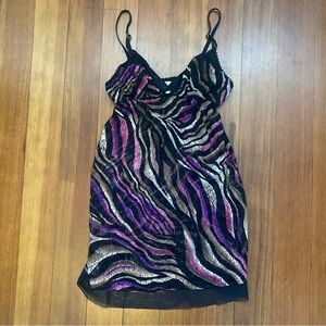 Victoria's Secret Black & Purple Zebra Print Slip Dress
